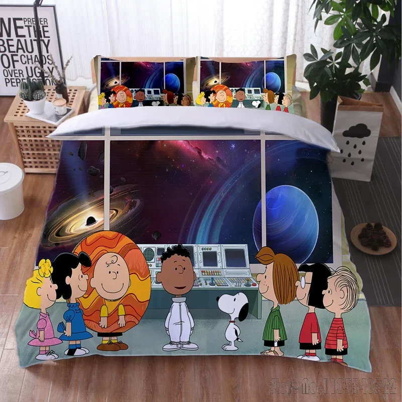 Snoopy Bettbezüge Cartoon Weich Bedrucktes Bettbezug-Set HD Trösterbezug für Kinder Bettwäsche-Sets Bettwäsche Schlafzimmer Dekor