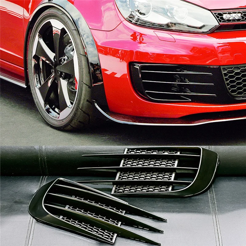 Car Front Fog Lamp Cover Fog Lamp Grille Wind Blade Car for Volkswagen Golf 6 Golf 6 High 6 GTI GTD 2008-2013