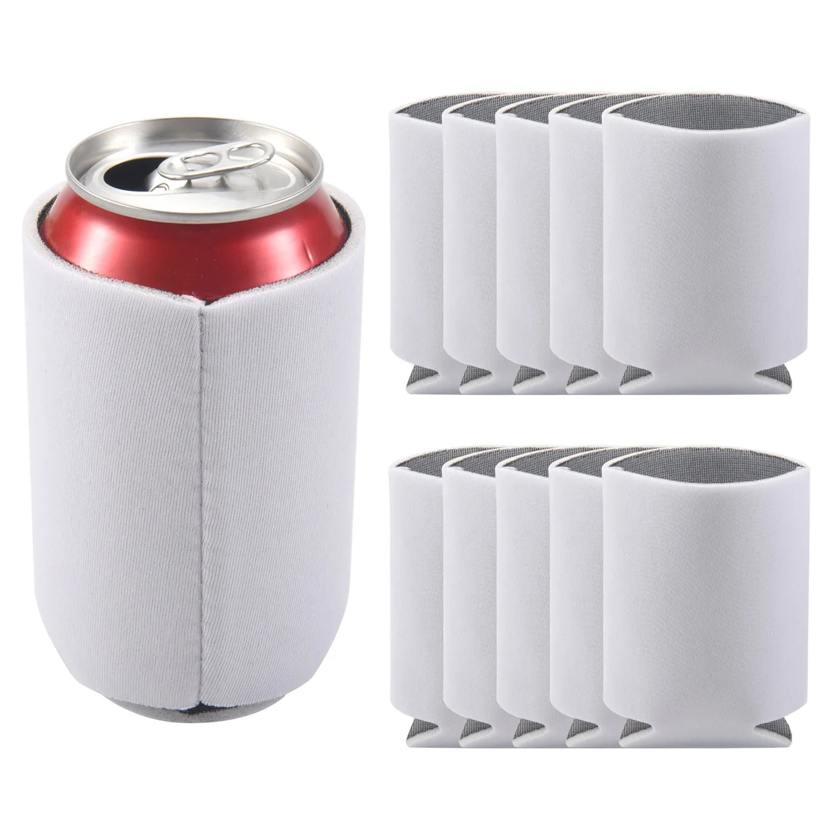 10PCS Neoprene Beer Can Cooler Drink Cup Bottle Sleeve Insulator Wrap Cover New White