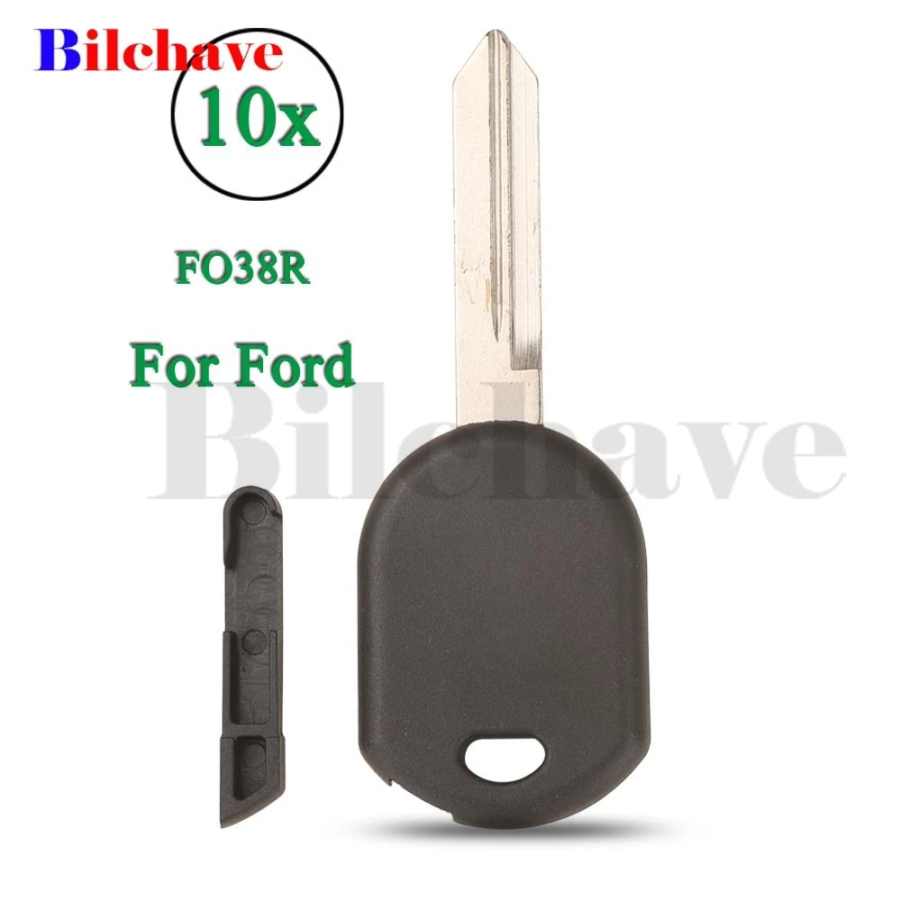 

jingyuqin 10pcs For Ford C-Max F350 Escape Fiesta F150 Mustang Transponder Key Shell Car Key Blanks Case FO38R Blank Key Blade