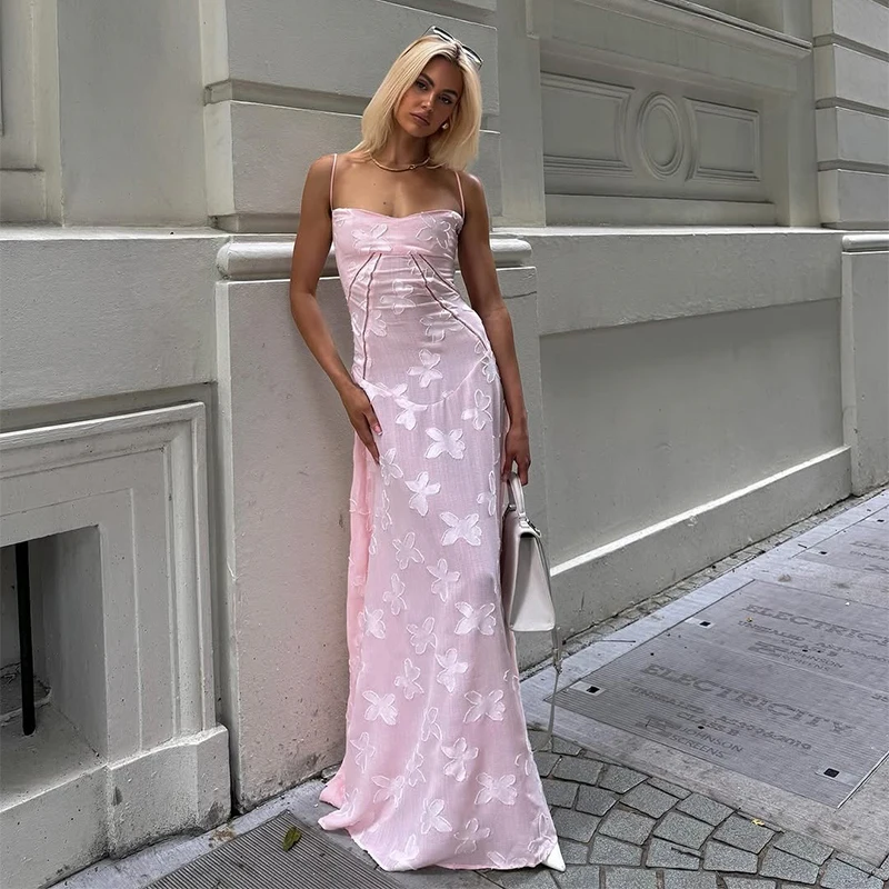 Cryptographique dentelle florale Sexy dos à lacets Slip Maxi robes robe en mousseline de soie pansement élégant pure Cocktail robes de bal été