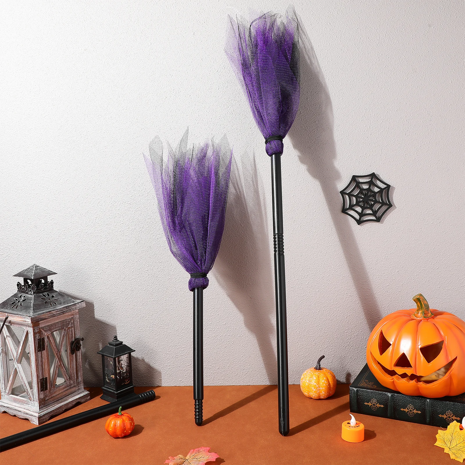 

2pcs Children'S Witch Broom Lightweight Plastic Broomstick For Kids Halloween Costume Party Decor Cosplay Prop School Play