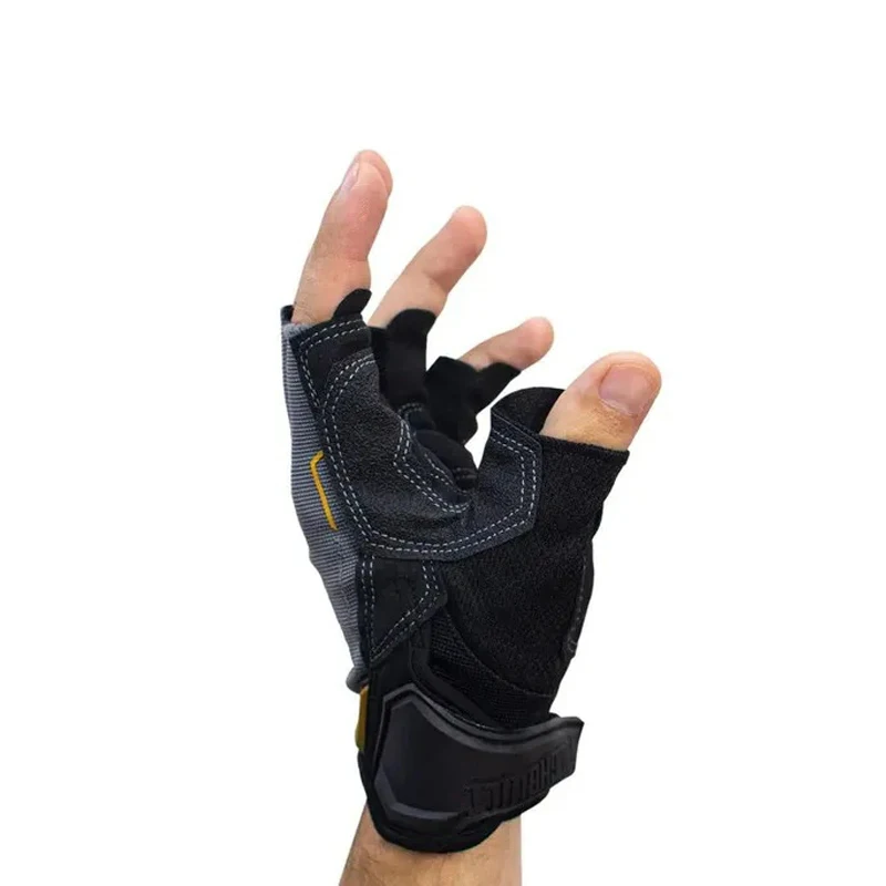 TOUGHBUILT TB-G06-L Microfiber Wear Resistant Half Finger Work Gloves Multi Purpose Soft Breathable Protective Gloves