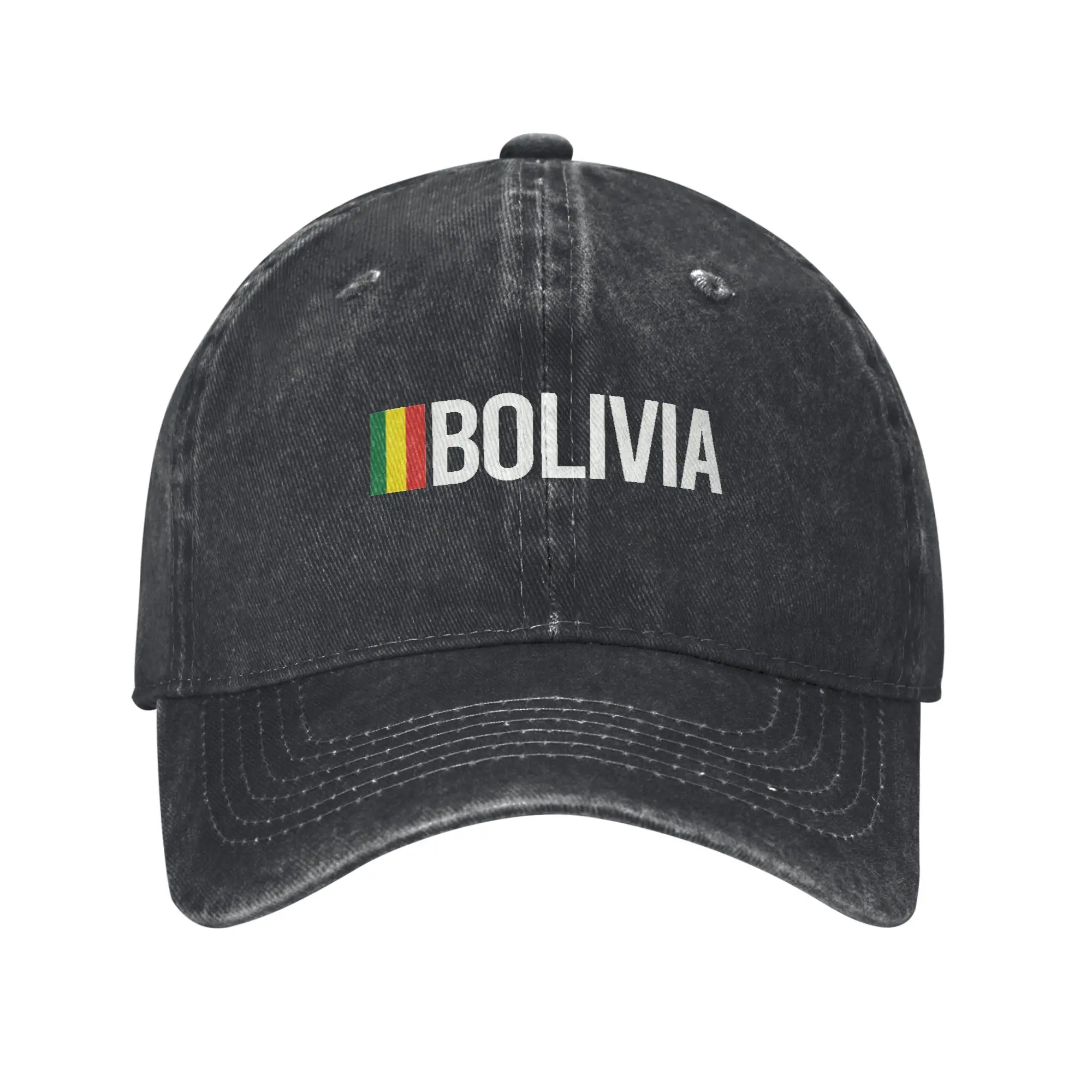 Bolivia Minimal Design collection Flag Color Sport Retro Cowboy Washed Baseball Cap Men Denim Sun Hat Women Camping Trucker Cap