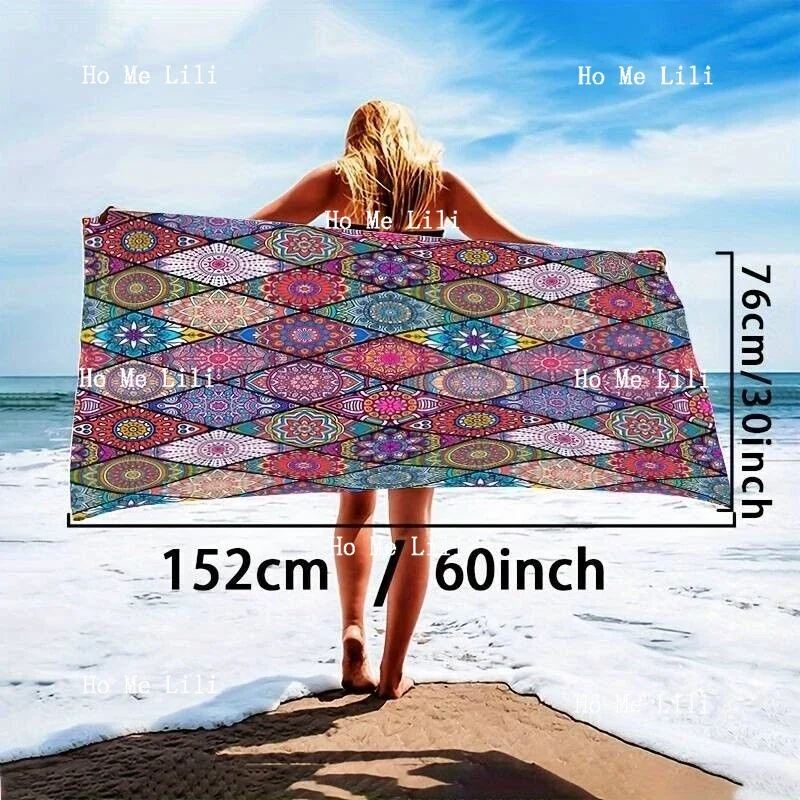 Retro Geometry Brand New Extra Large Beach Towel Quick Drying For Sports Travel Summer