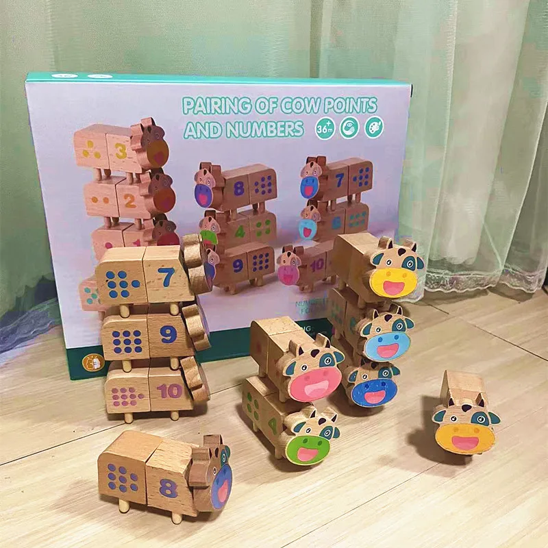 Beuken Dieren Bouwsteen Stapelen Jenga, Kinderpuzzel Tafelspel Balans Training Houten Speelgoed, XT260