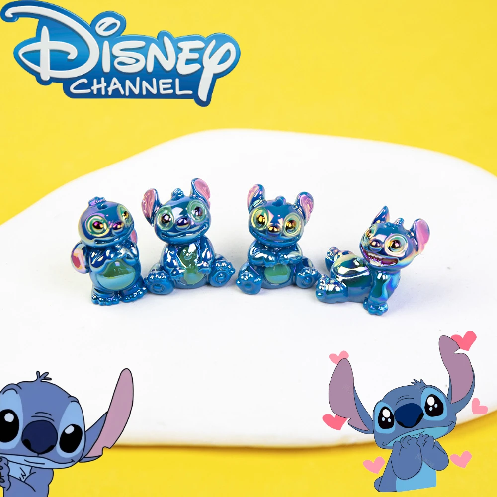 

Disney Cartoon Stitch Toys Anime Action Resin Figure High Light Plating Through Hole Diy Car Hanging Accessories Charm Making