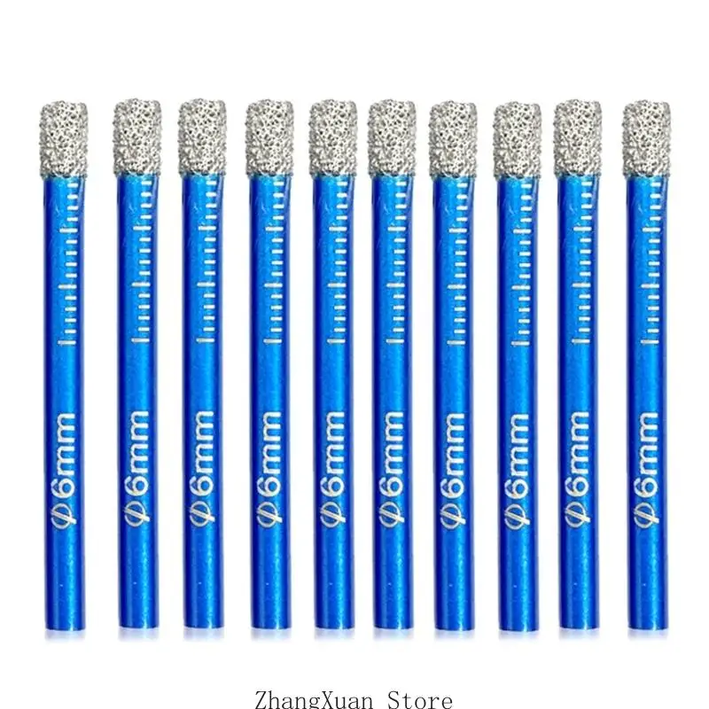 

Pack of 10 Brazed Diamonds Drill Bits 6mm Hole Drill Bit with Round Shank for Porcelain Ceramic Tile and Glass