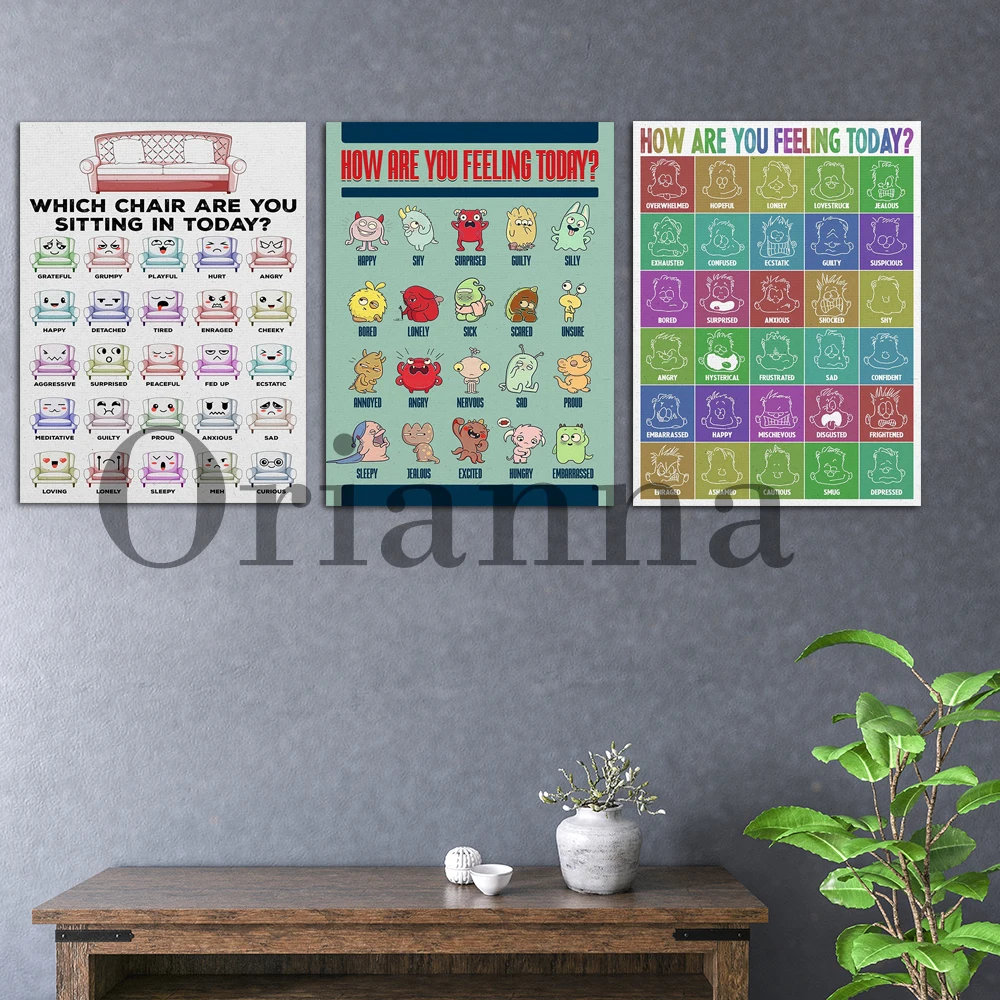 

How Are You Feeling Today Emotions For Kids Feelings Chart Mental Health Therapy Counseling Wall Art Poster Home Decor Print