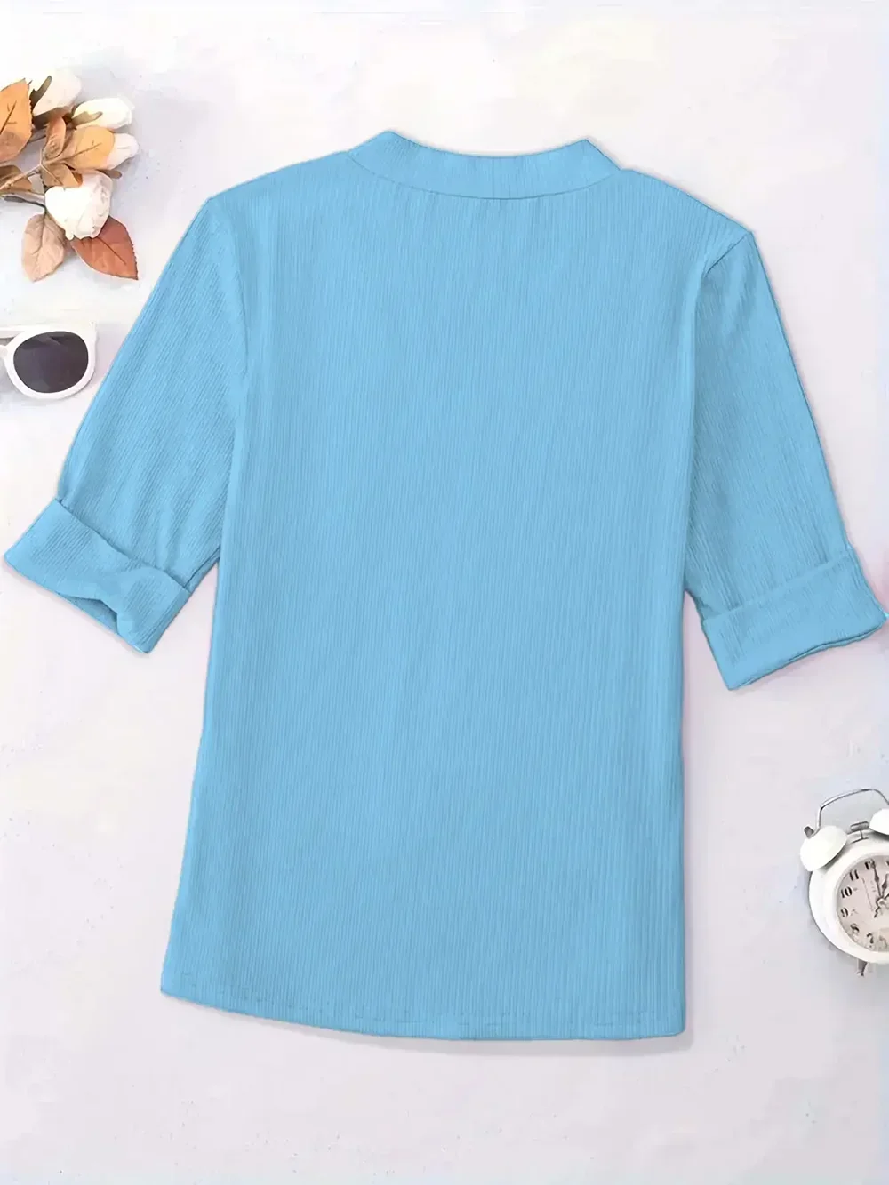 Women's Plus Size 1XL-5XL Casual V Neck T-Shirt Top Women Plus Size Solid Color Clothing Tight Fashion V-neck CasualShort Sleeve