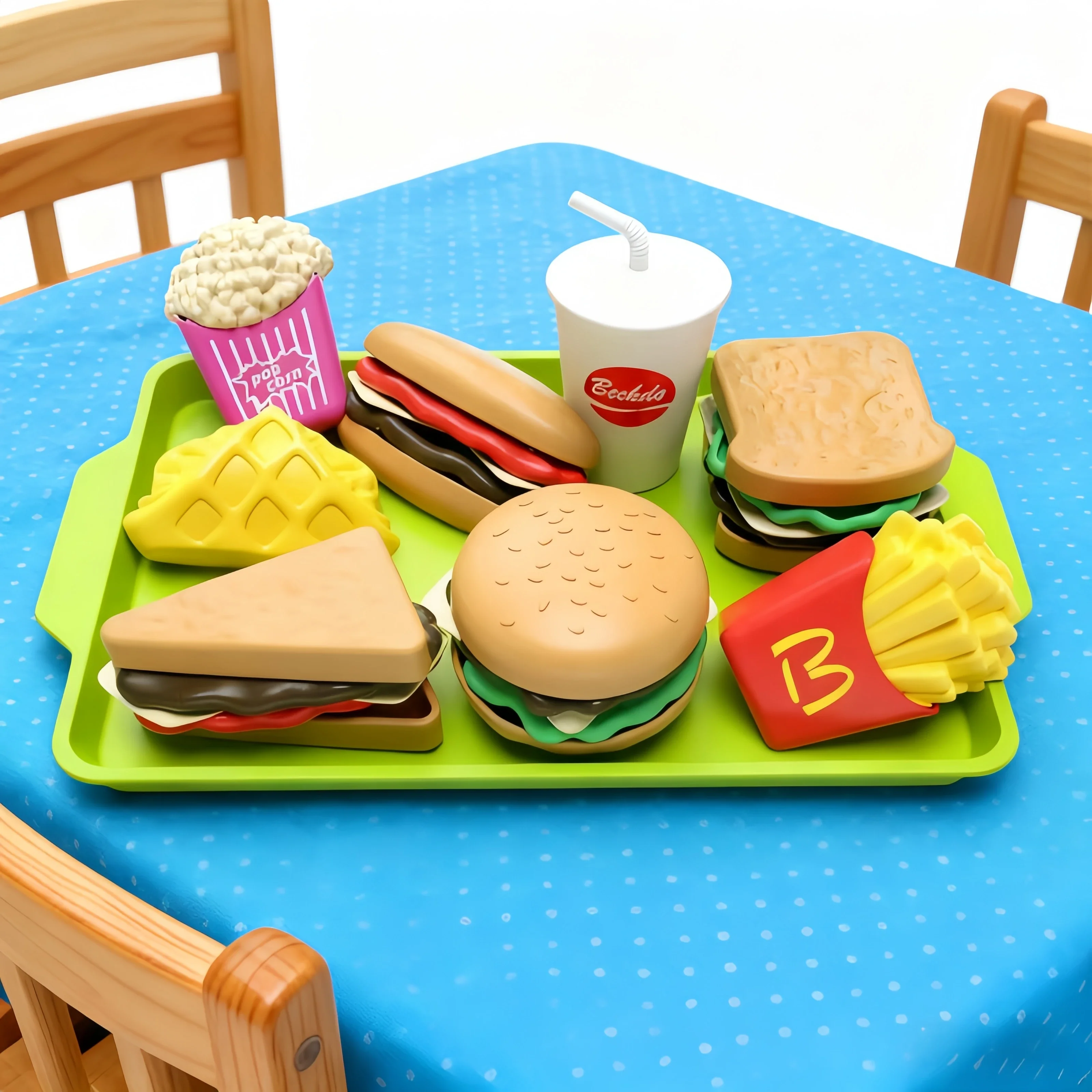 Simulação dos desenhos animados conjunto de brinquedos de comida rápida em miniatura hambúrguer francês frie cozinha modelo fingir jogar conjunto crianças educação presente