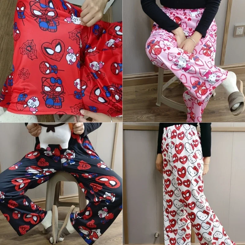 New hellobyker Cotton Loose Ladies pigiama Marvel Spider Man Pants pantaloni pigiama donna uomo Sleep Bottoms Lounge Wear primavera