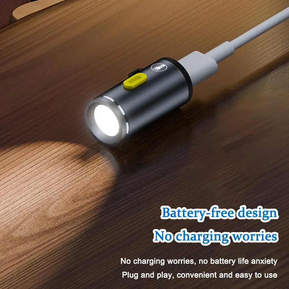 1pc Type-C LED Mini Strong Light Strong Light Pocket Hiking Outdoor Camping Keychain Portable Flashlight Torch Flashlight L J2B0