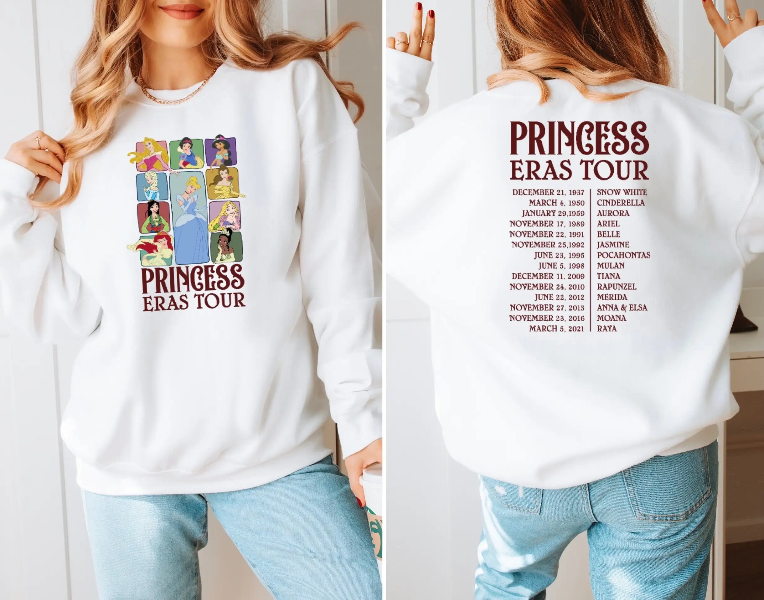 

Новая толстовка с капюшоном Princess Age Tour Disney, модная толстовка унисекс, свободная посадка, повседневная толстовка с круглым вырезом, женская одежда, толстовки