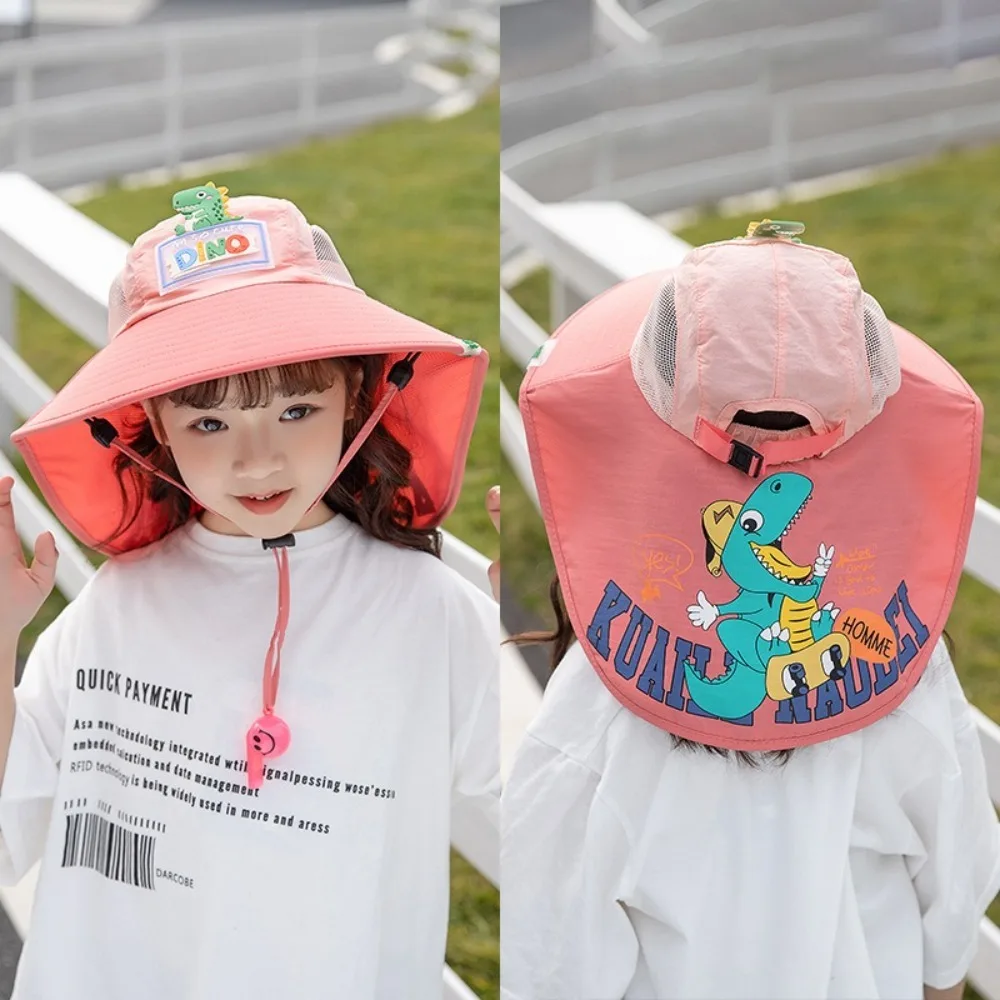 

New Cartoon Printed Fisherman Hat Wide Brim Mesh Sunscreen Hat Anti-Sun Breathable Beach Hat Boys Girls