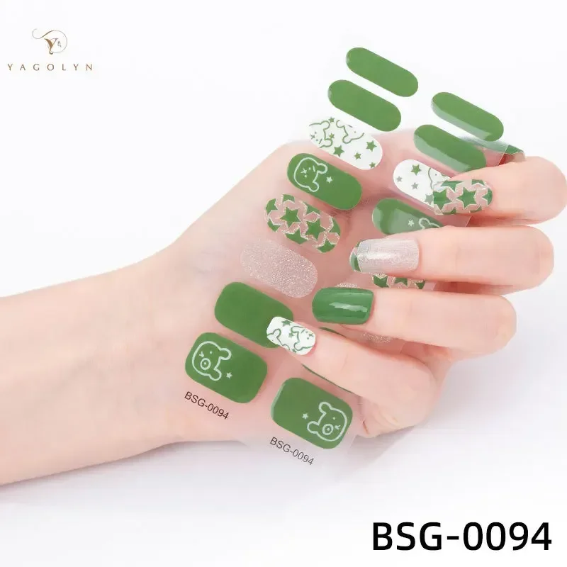 16 Uds. De pegatinas de Gel semicuradas para uñas, envolturas de uñas a la moda, autoadhesivas, Color sólido, manicura DIY, decoraciones artísticas para uñas para mujeres