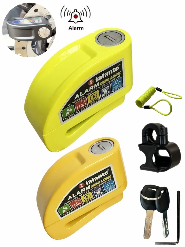 AliExpress falante Falante Motorcycle Bicycle Alarm Disc Lock Security Anti-thef Aluminium alloy Waterproof Reminder Rope+Lock bracket 6 colors