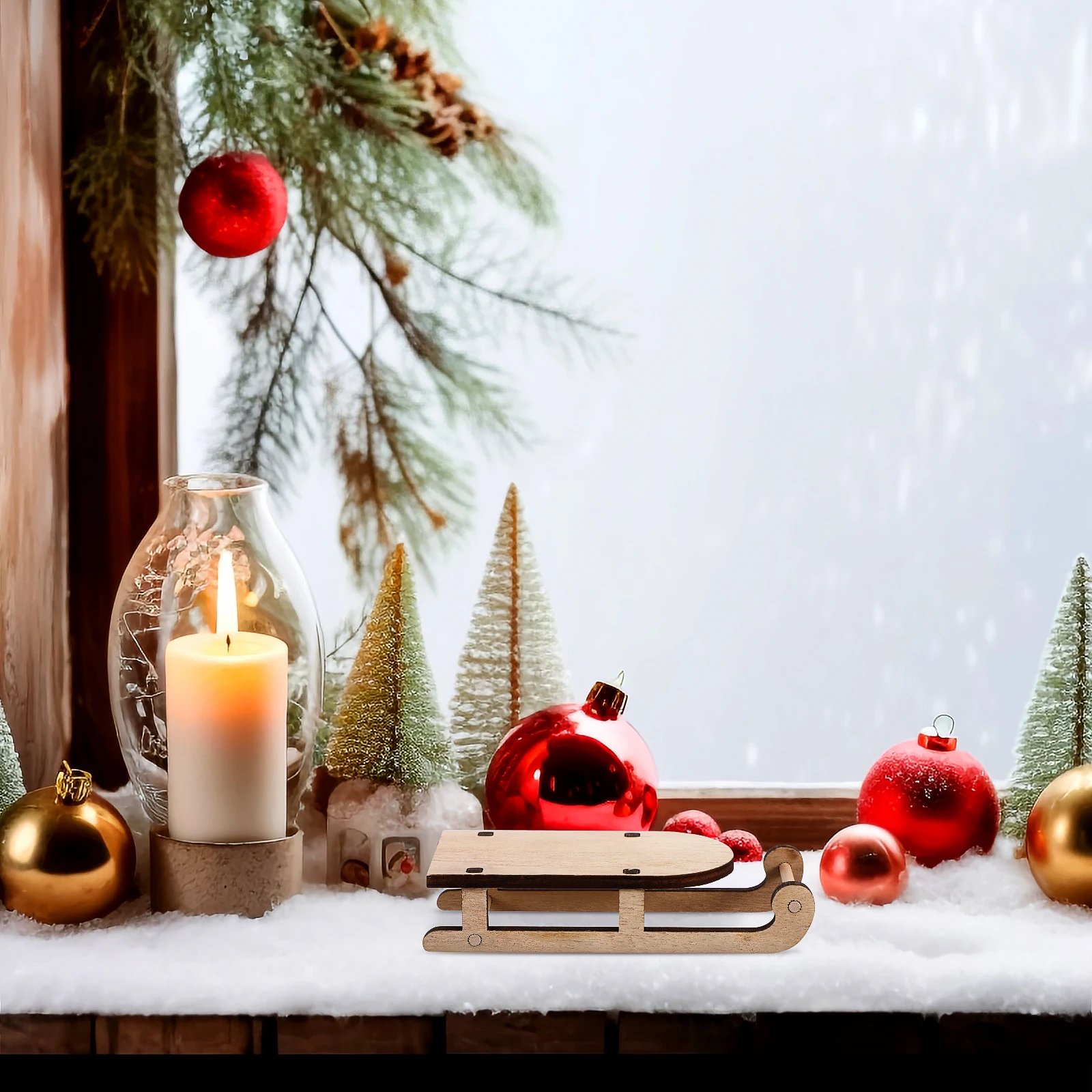 

9Pcs Wooden Sleigh Decoration Natural Wood Mini Sled Craft Christmas Home Office Table Farmhouse Ornament Unfinished Wood Sleigh