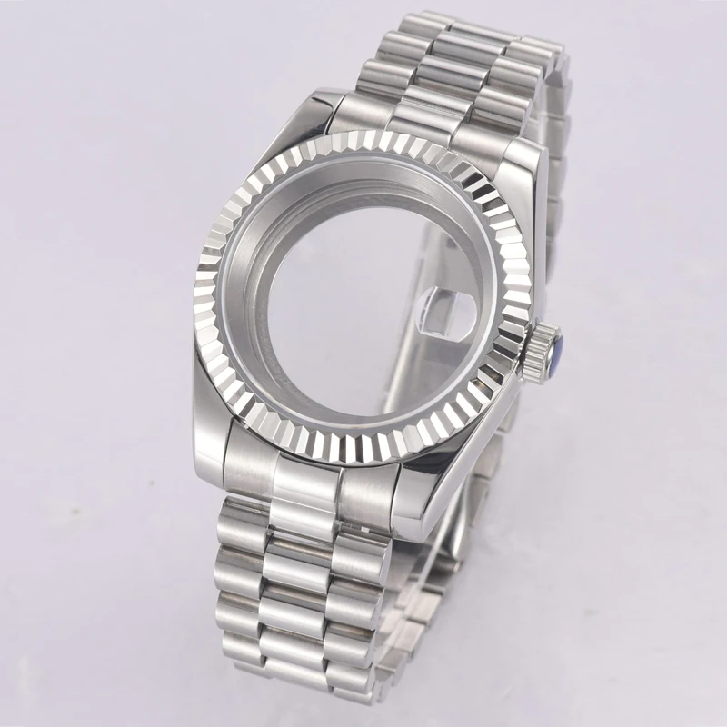 36/39mm NH35 Case DJ Stainless Steel Presidential Bracelet Sapphire Glass Suitable for Seik Mod Suitable for NH35 Movement Case