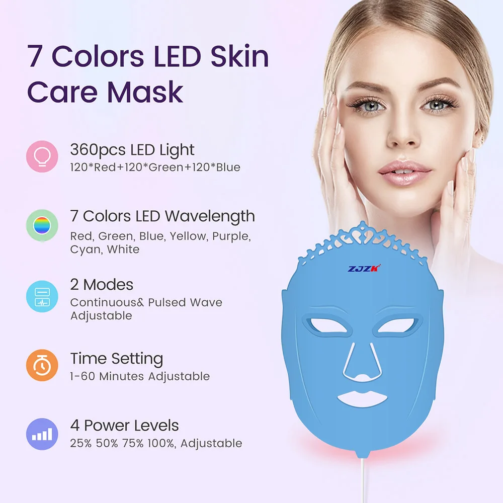 7 Colors Pdt Led Face Therapy Red Light Skin Whitening Facial Beauty Machine Home Use Soft Led Face Therapy Mask 360 LED Chips