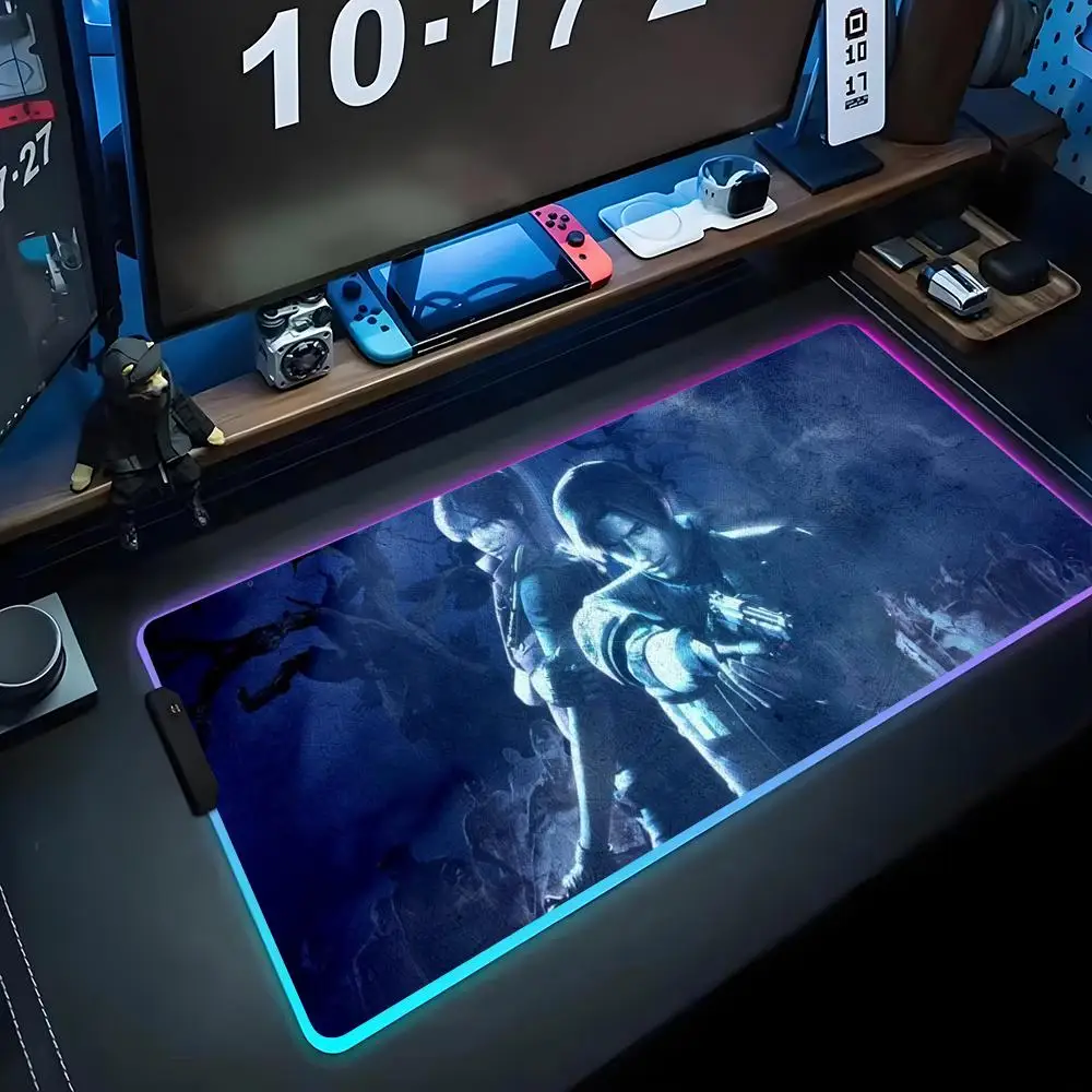 

Resident Evil обои Коврик для мыши RGB игровой коврик для мыши Большой светодиодный коврик для ПК Настольный коврик Светящийся коврик для мыши Большие коврики для клавиатуры Настольный коврик