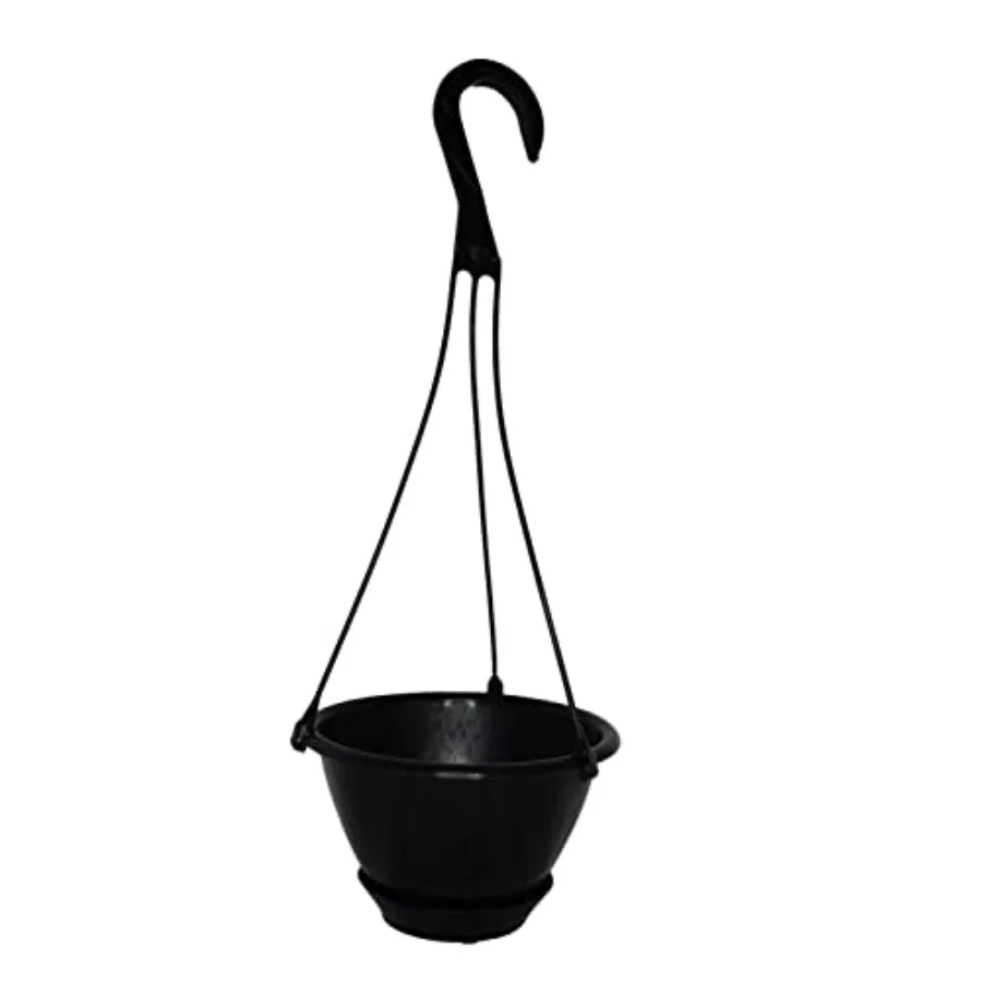 

6 Mini Black Plastic Hanging Basket for Indoor Plants, Durable Polypropylene, Sleek Matte Black Finish, Lightweight Rust-Resist