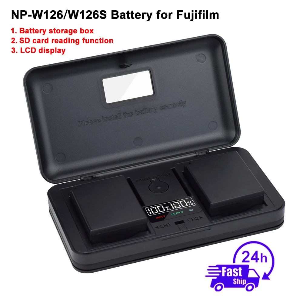 

NP-W126 NP W126 NP-W126S W126S Battery+LCD Dual Charger for Fuji X-Pro1 XPro1 X-T1 XT1 HS30EXR HS33EXR HS50EXR X PRO1 X-A4 X-T2