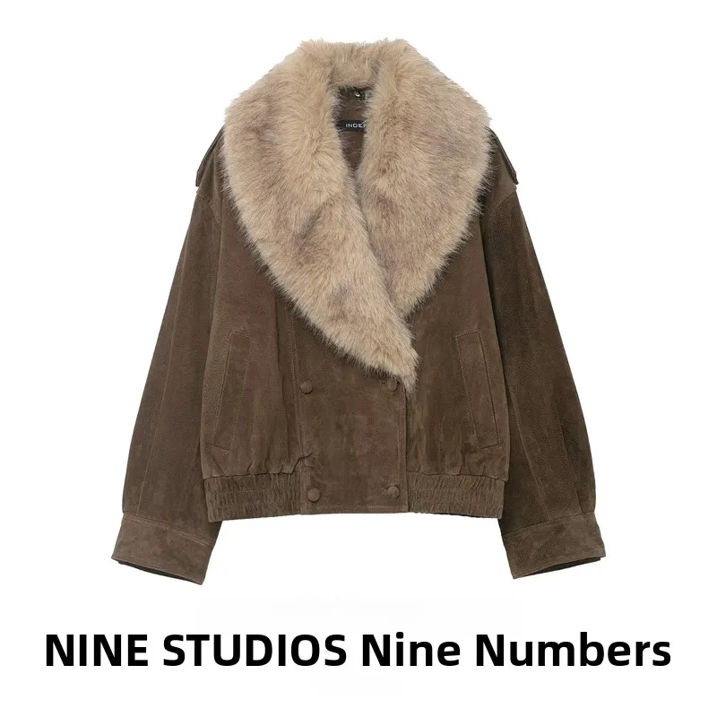 

NINE ZAR Женская свободная верхняя одежда Jaet с эффектом искусственного меха и бархатной текстурой, длинная застежка на пуговицы, европейская осенняя одежда...