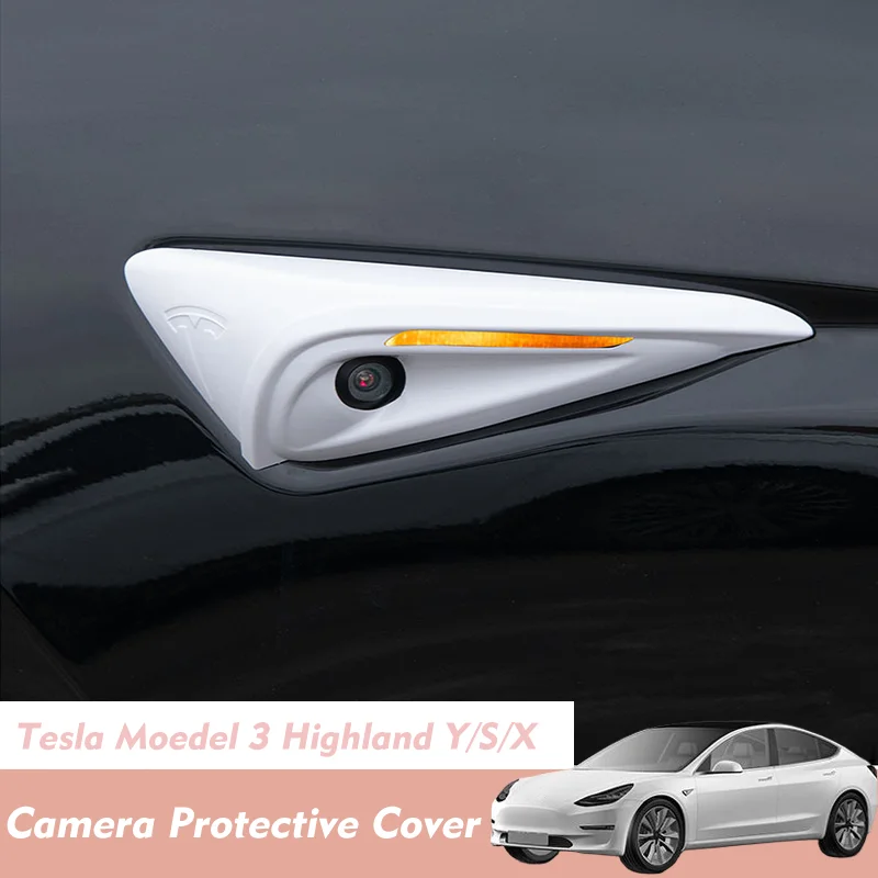 Car Accessories Leaf Board Camera Cover ABS Car Side Camera Cover Protective Sticker Trim For 23 Tesla Model 3 Exterior