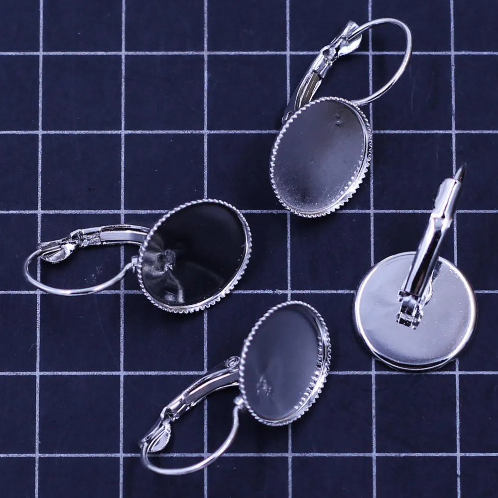 750Pcs Free Shipping Round Cabochon Setting Earring Wire Jewelry Making Findings 26x15mm(Fit 14mm)