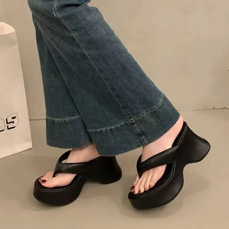 Clip Toe Sandals Women Beach Flip Flops Summer Soft Sole EVA Anti-odorant Platform Sandals Platform Leisure Outdoor Slippers