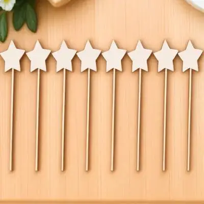 8Pcs Fairy Wand DIY Kids Wooden Star Sticks Handmade Painting Craft Creative Activity Set for Children Art Fun