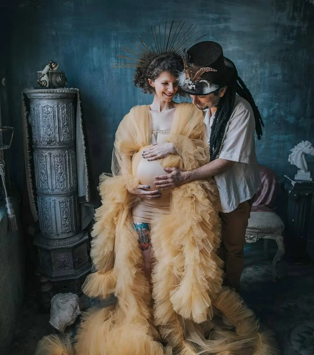 فستان فاخر للنساء الحوامل للحفلات الراقصة لالتقاط الصور بأكمام طويلة رداء الزفاف الصباحي مخصص للحفلات الطويلة #5