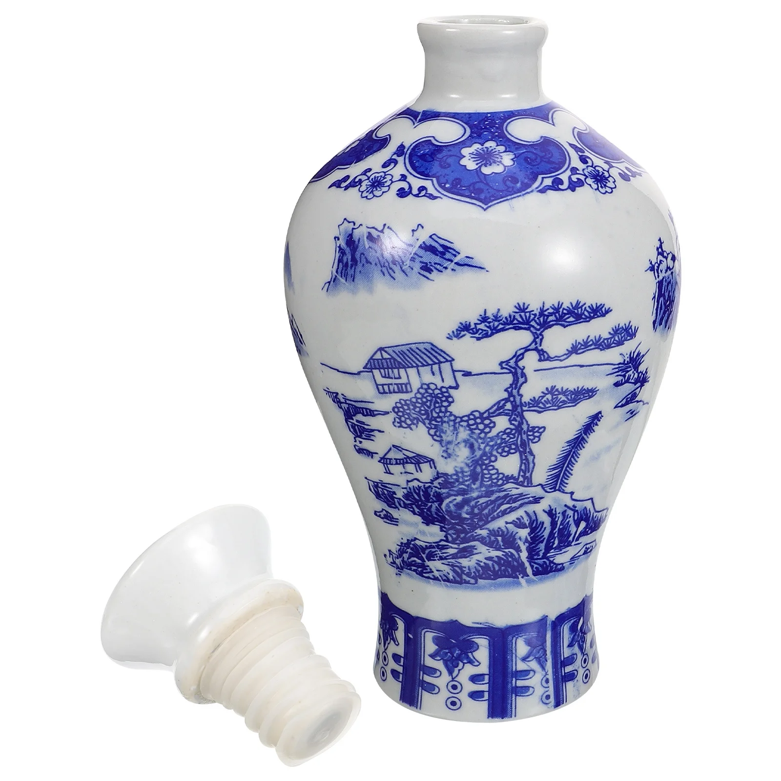 

Chinese Style Blue and White Porcelain Ceramic Wine Jar Liquor Storage Bottle Home Bar Wine Pot Drink Storage Bottle