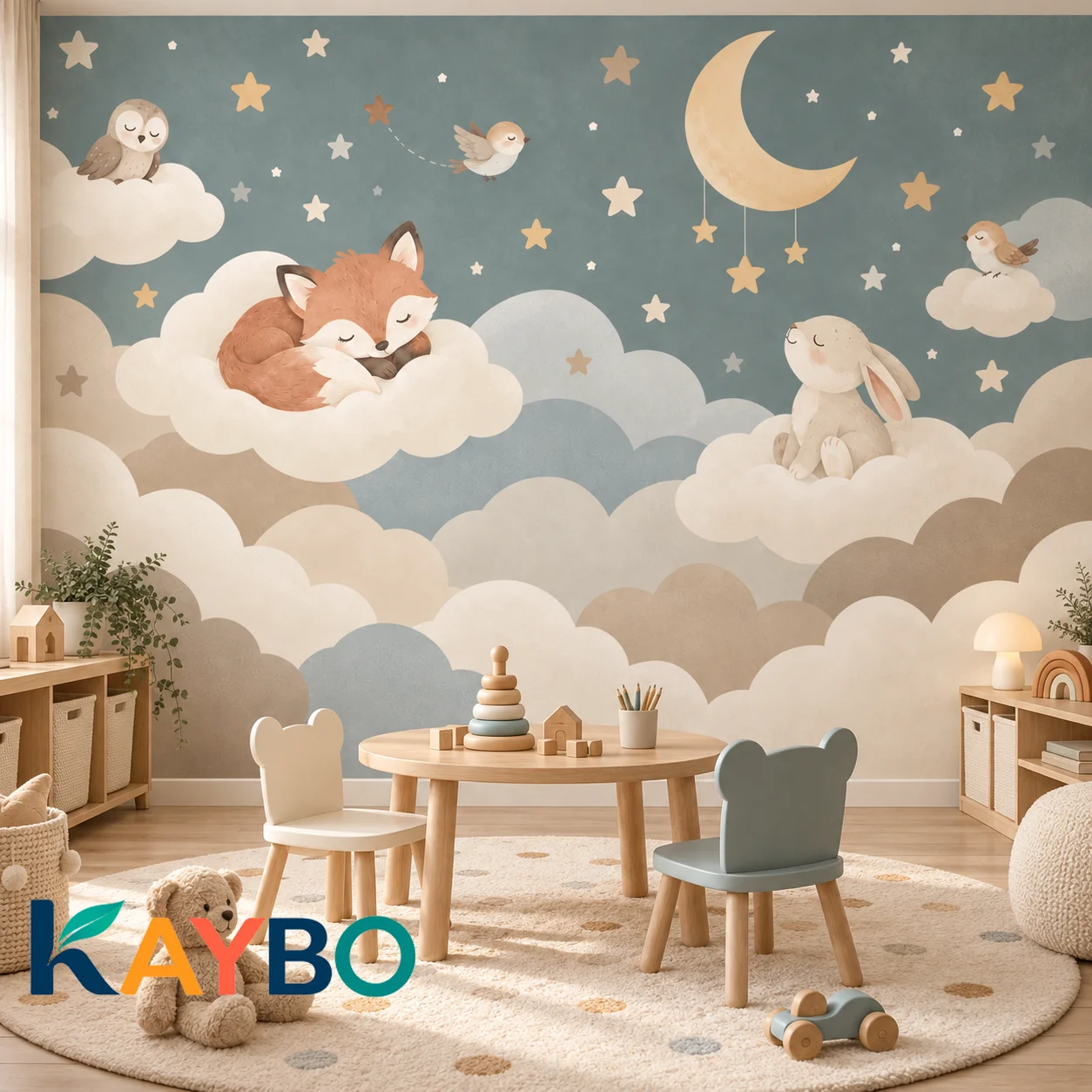 Nursery Wall Mural Fox Bunny M - Baby Nursery Water 评论和价格