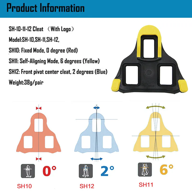 Bicycle Pedal Cleat Set Road Bike SPD-SL SH10 SH11 SH12 Lock Pedal Cleats 6 Degree Fit R8000 R7000 Bike Lock Pedal Bike Parts