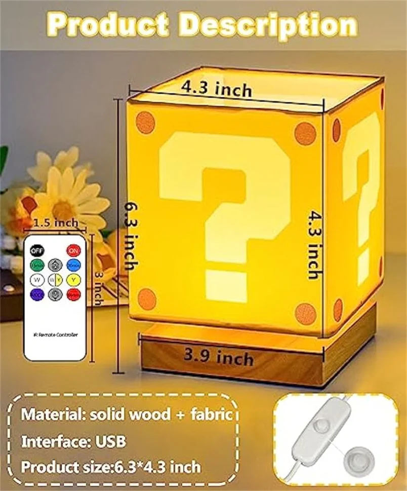 원격 제어 LED 물음표 램프, 어린이 방용 재미있고 창의적인 야간 조명