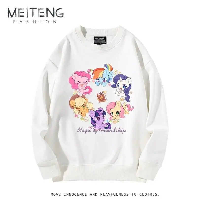 Anime My Little Pony Round Neck Long Sleeve Top Cartoon Cute Men and Women Fashion Printed Pullover Kawaii Outdoor Sweatshirt