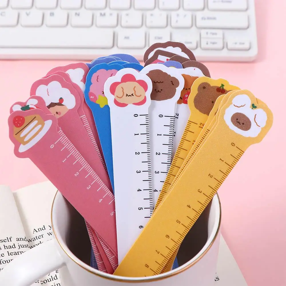 Cute Creative Cartoon Pet Plastic Ruler Bookmarks Portable Simple Wooden Cat Claw Ruler Drafting Ruler Measuring Tool Kids Gifts