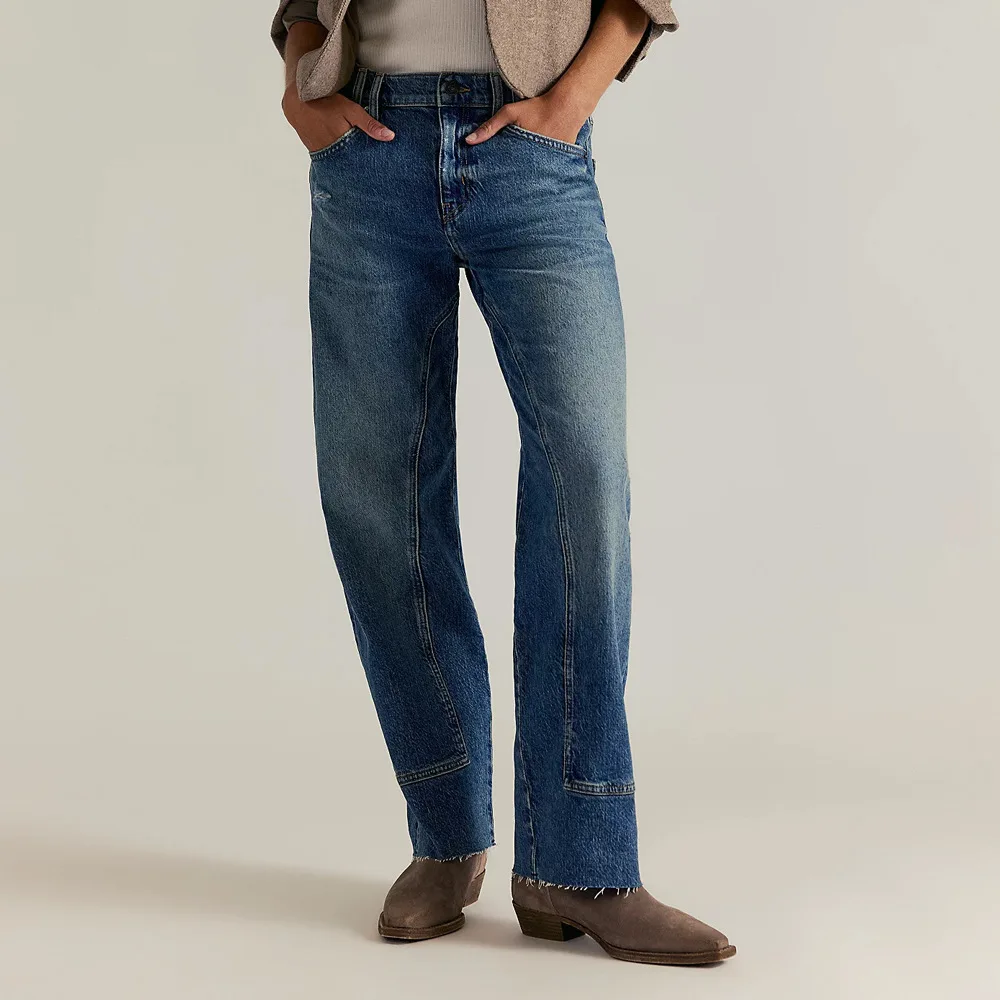 2025 nueva ropa de mujer pantalones vaqueros retro rectos vaqueros de pierna larga simple 5-091701