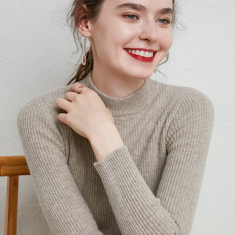 Женские водолазки с рюшами, осень-зима, корейский тонкий пуловер, женские базовые топы, повседневный мягкий вязаный свитер, мягкий теплый джемпер