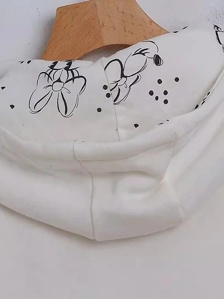 Disney Sweatshirt Minnie Mickey Mouse Embroidery Appliques Letter Cartoon Print Women Hooded Zip Long Sleeve Fleece Jumper Tops