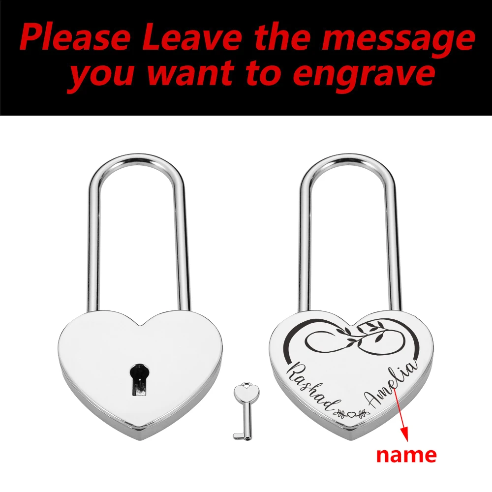 Engraved Name Large Padlock Couples Anniversary Gift for Boyfriend Him Her Personalised Love Lock Custom Heart Locks for Travel