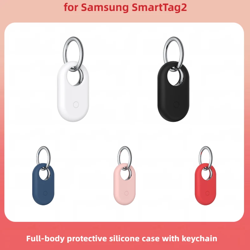 

Full-Body Protective Silicone Case With Keychain For Samsung SmartTag2 Anti-Lost Bluetooth Tracker