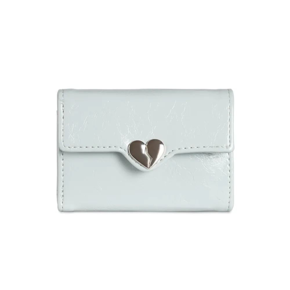 

Ins Korean Crack Heart Wallet PU Leather High Quality Women's Leather Wallet Fold Short Student Purse Ladies