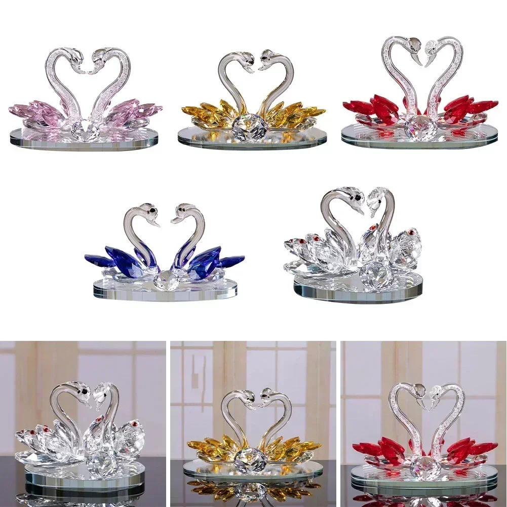 Figuras de cisne de cristal, adornos de cisnes de cristal, pisapapeles, artesanías de diamantes, mesa, sala de estar, decoración del hogar, manualidades, regalos en miniatura