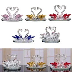 Crystal Swan Figurines Glass Swans Ornaments Paperweight Diamond Crafts Table Living Room Home Decoration Crafts Miniature Gifts