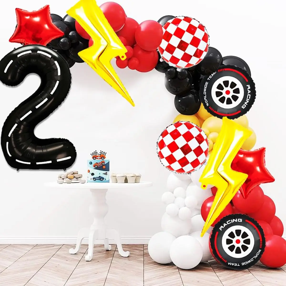 9 Teile/satz Blitz Racing Auto Luftballons Geburtstag Dekoration jungen Geburtstag Streifen Anzahl Racing Party Dekoration Aufblasbare Spielzeug