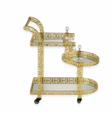 Crystal Decoration Design Fancy Wine Trolley With Wheels and