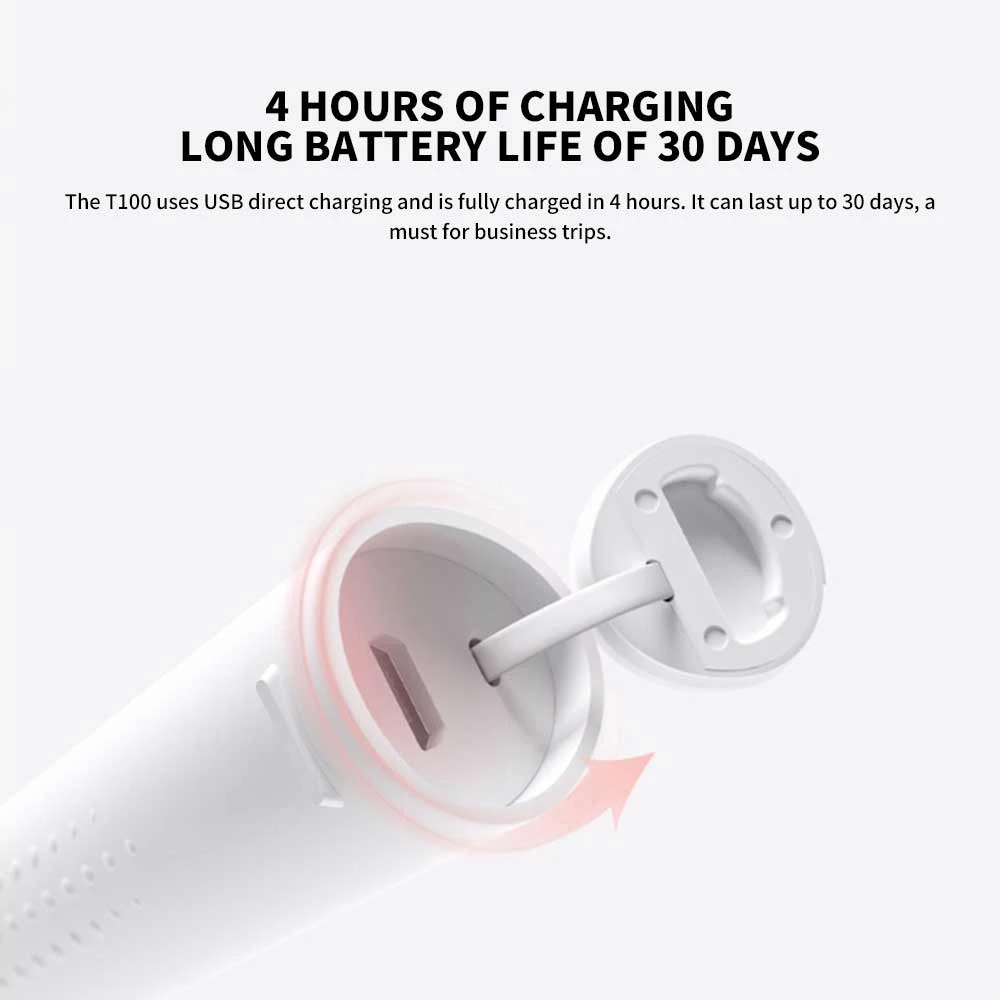 XIAOMI Mijia T100 Sonic elektrikli diş fırçası Mi akıllı su geçirmez diş kafa fırçası diş fırçası beyazlatma için IPX7 şarj edilebilir USB
